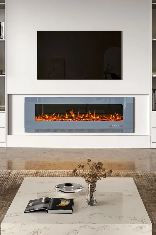 Living and Home 60inch Wall Mounted Electric Fireplace Grey Grey
