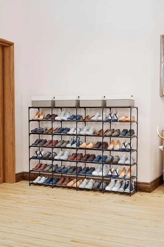 Living and Home 7-Tier Shoe Rack in Black Black