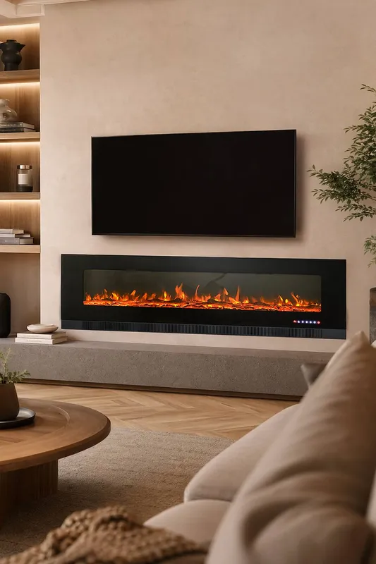 Living and Home 72inch Wall Mounted Electric Fireplace Black - Black
