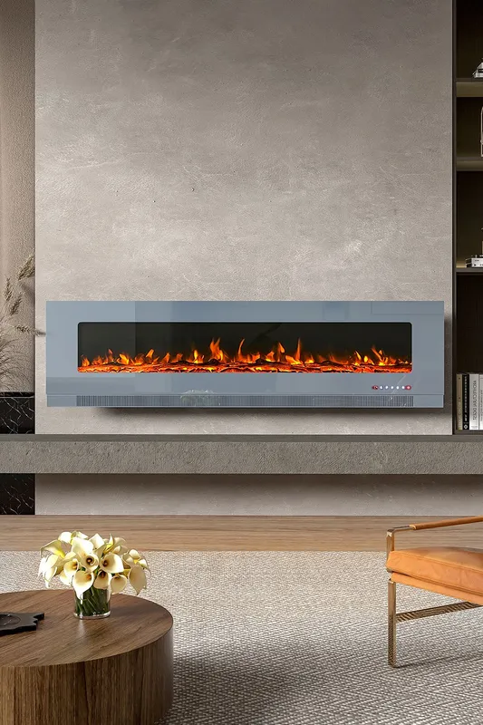 Living and Home 72inch Wall Mounted Electric Fireplace Grey Grey