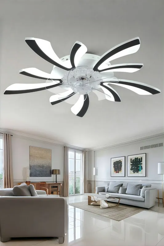 Living and Home Unisex 78Cm Creative Ceiling Fan LED Lights in Black Black One Size female