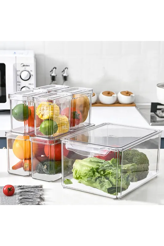 Living and Home 7Pcs Clear Plastic Fridge Organiser Storage Clear