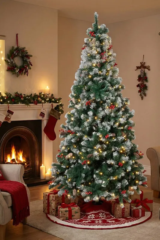 Living and Home Artificial Christmas Tree with Metal Stand in Green Size: Large Green Large