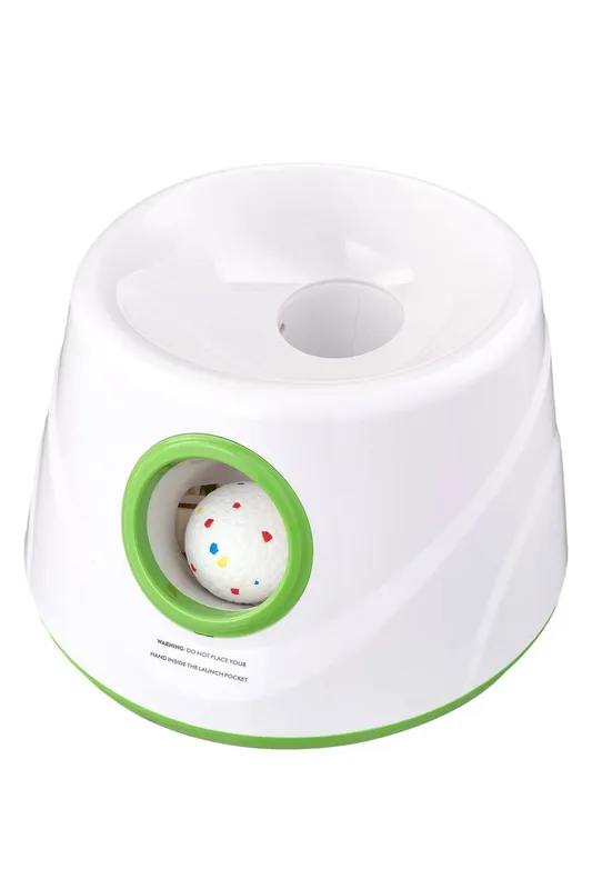 Living and Home Automatic Dog Ball Launcher w/ 6 Soft Etpu Balls in White White One Size female