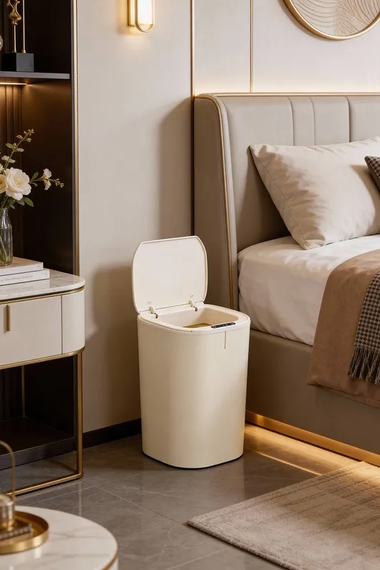 Living and Home Automatic Touchless Motion Smart Sensor Rubbish Bin with 3 Modes in Cream Cream
