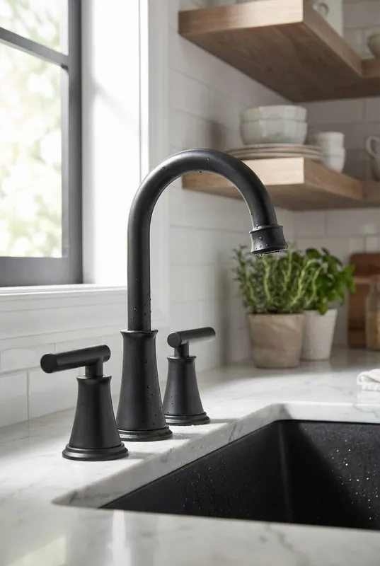 Living and Home Black 3-Handle Vessel Sink Taps - Black - Size: One Size
