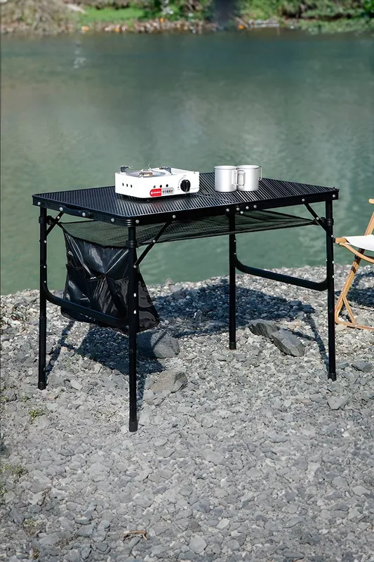 Living and Home Unisex Black Aluminum Alloy Foldable Camping Table Black female