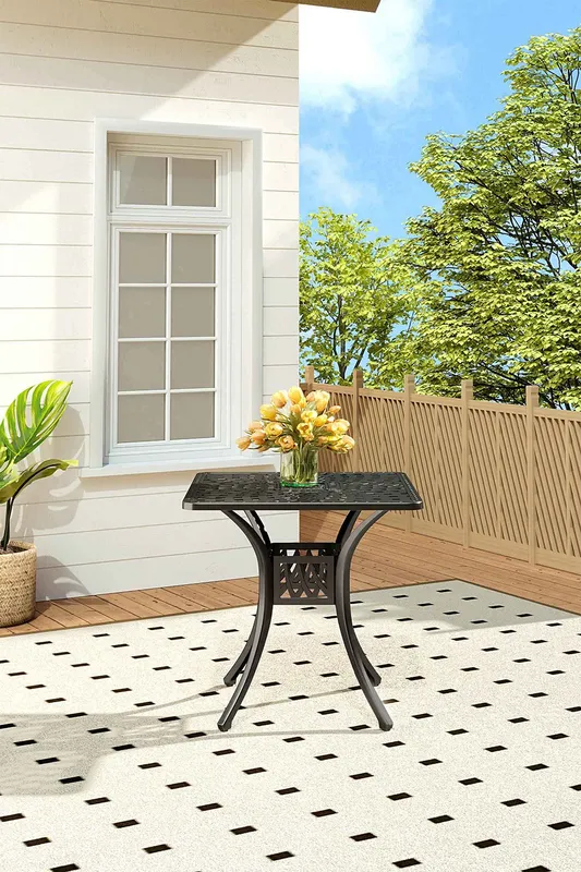 Living and Home Black Square Outdoor Garden Dining Table Black