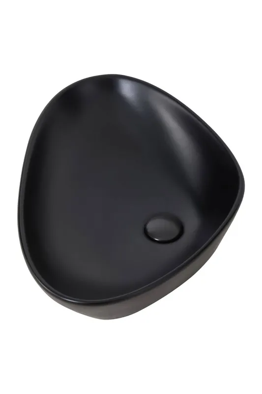 Living and Home Ceramic Countertop Washbasin with Waste Kit in Black Black