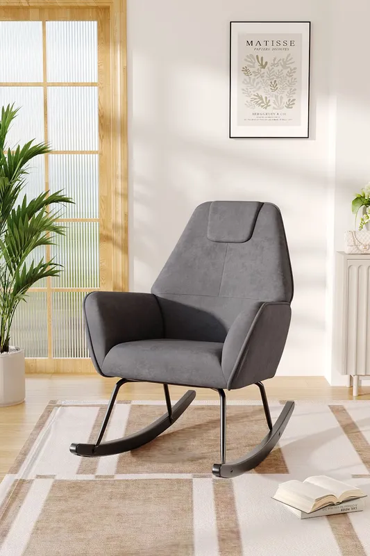 Living and Home Comfy Grey Nursery Rocking Chair Grey