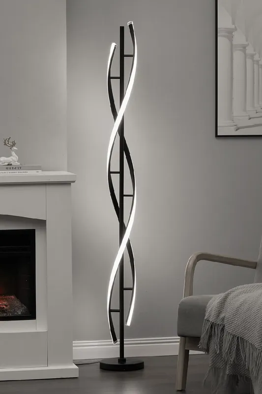 Living and Home Contemporary LED Floor Lamp in Black - Black - Size: One Size