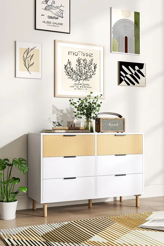 Living and Home Contemporary Wooden Storage Cabinet in White White