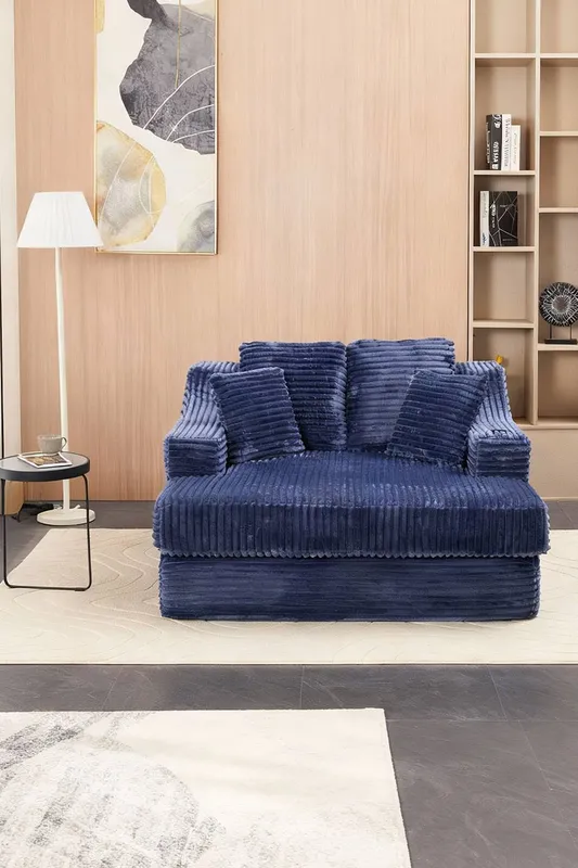 Living and Home Corduroy Chaise Lounge Sofa Bed in Blue - Blue