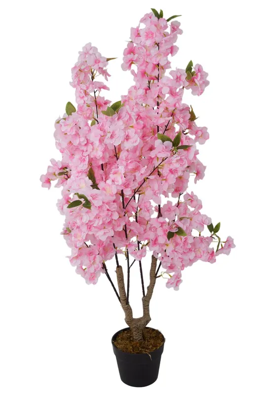 Living and Home Decorative Artificial Cherry Blossom in Pot Multicolor