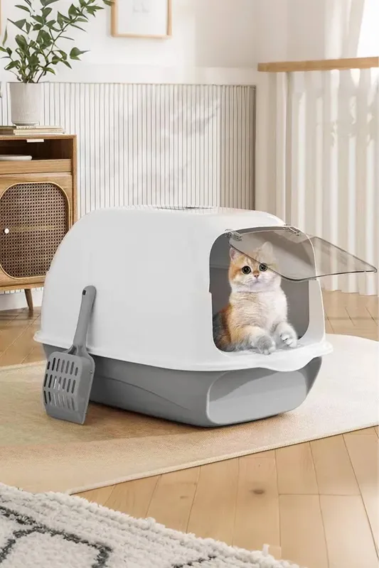 Living and Home Detachable Cat Litter Box in Grey - Grey - Size: One Size