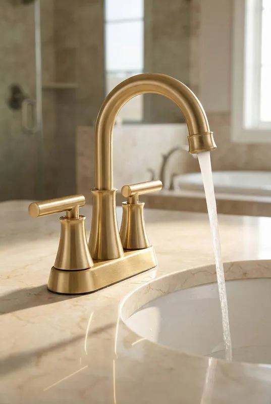 Living and Home Double Handle Bathroom Sink Tap with Drainer in Gold Gold
