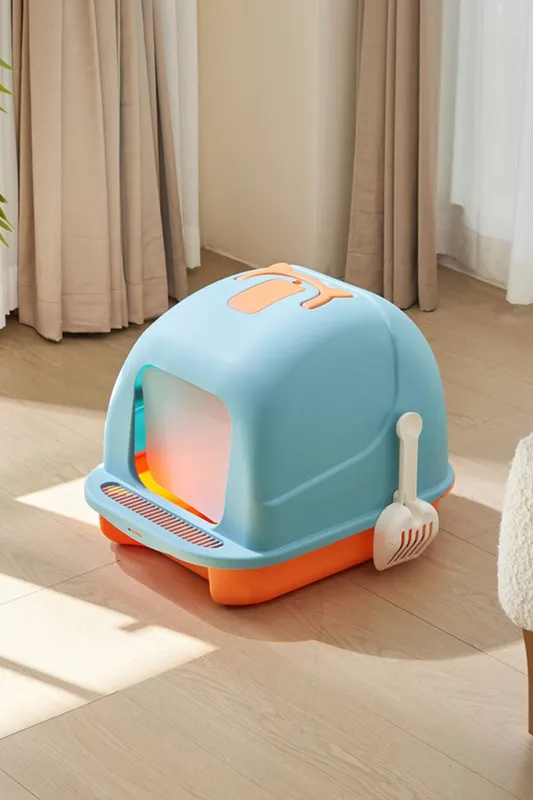 Living and Home Durable PP Foldable Cat Litter Box in Blue - Blue