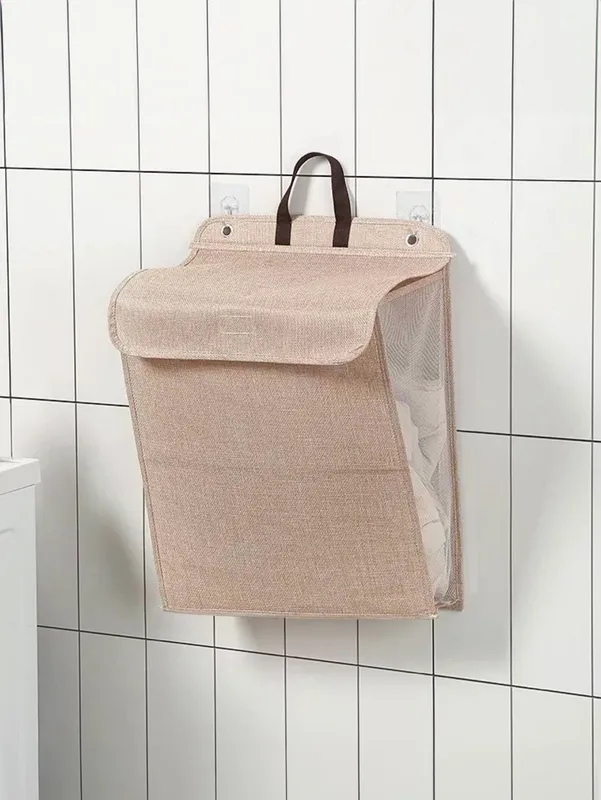 Living and Home Foldable Washable Hanging Laundry Basket in Beige - Beige
