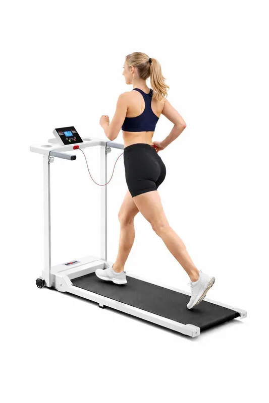 Living and Home Folding Protective Indoor Treadmill for Home Gym in White White