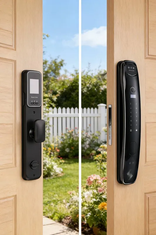 Living and Home Four-in-one smart door lock in Black Black