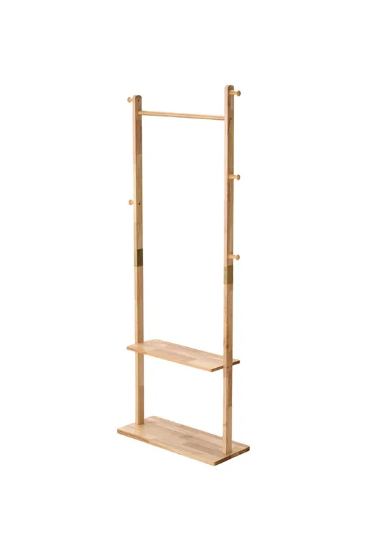 Living and Home Freestanding Wooden Clothes Rack with 5 Hooks in Beige - Beige