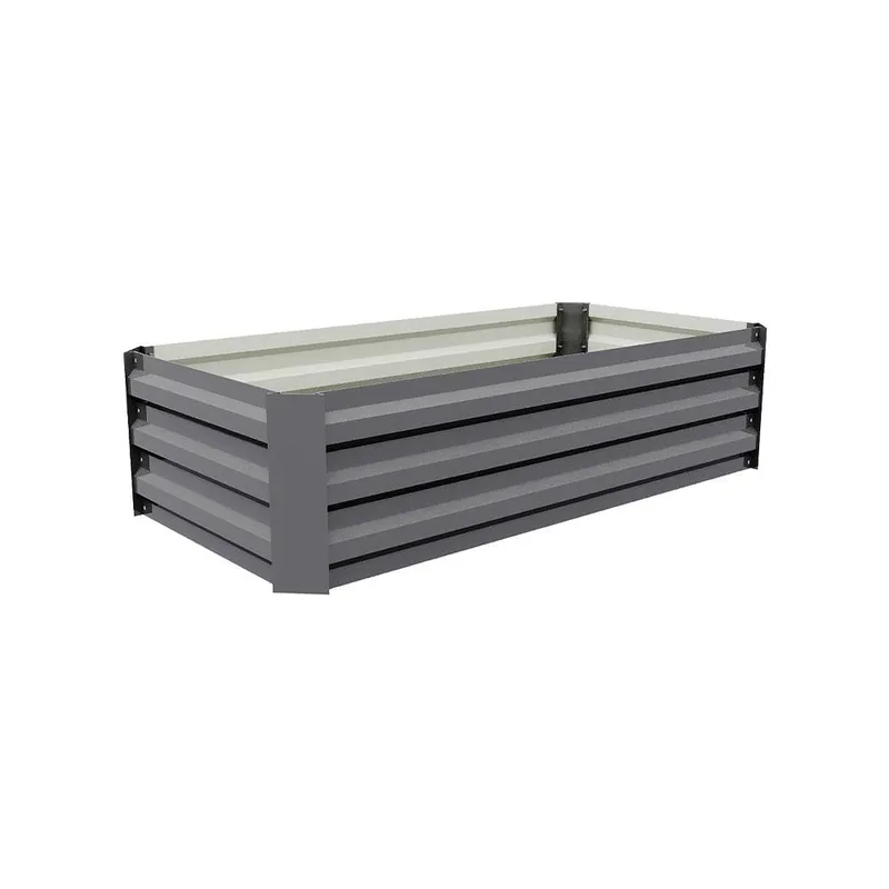 Living and Home Galvanised Steel Raised Garden Bed in Grey Size: Large - Grey - Size: L