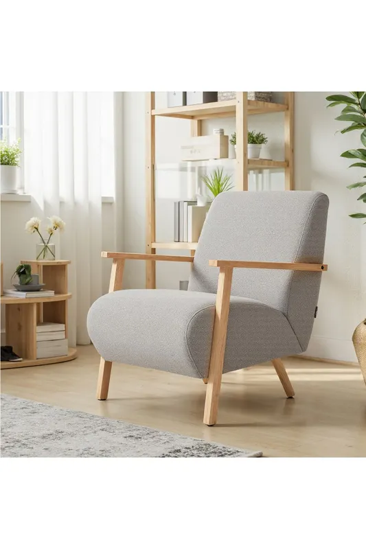 Living and Home Grey Chenille Upholstered Armchair Grey
