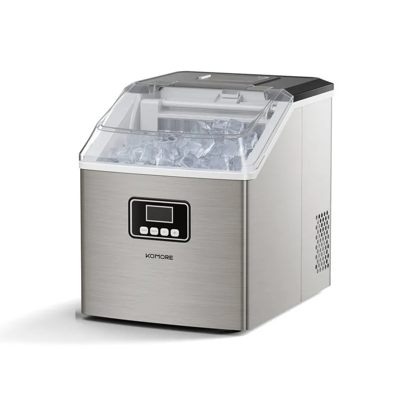 Living and Home Unisex Ice Maker Machine 2.2L Tank w/ Scoop & Water Outlet - 20KG Per Day in Silver Silver female