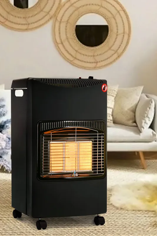 Living and Home Indoor/Outdoor Ceramic Gas Heater with Wheels in Black - Black
