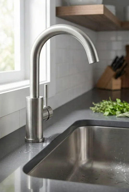 Living and Home Kitchen Sink Mixer Tap with Hoses in Silver - Silver