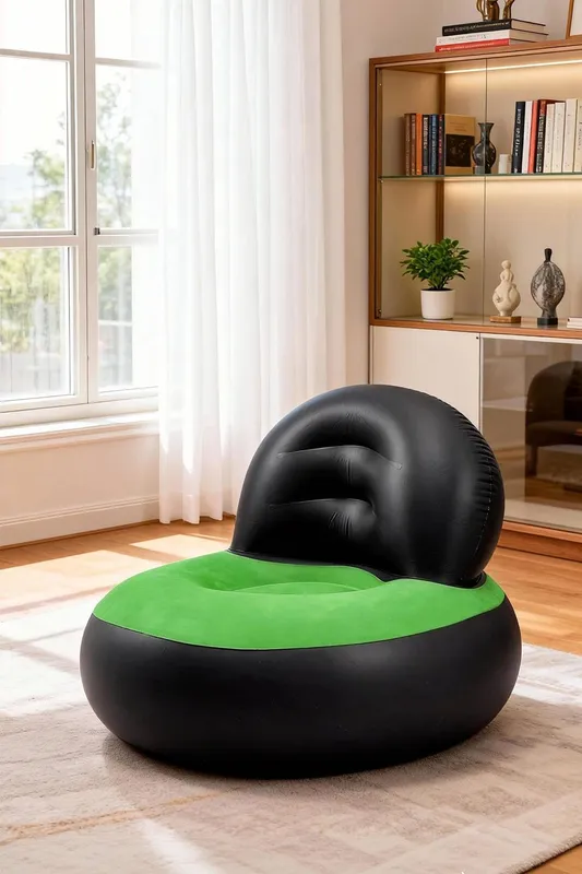 Living and Home L-shaped inflatable Armchair in Black - Black