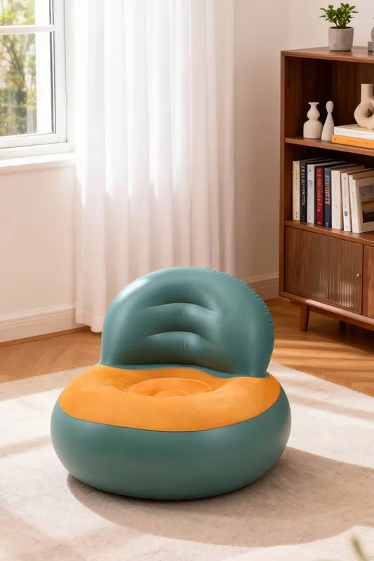 Living and Home L-shaped inflatable Armchair in Green - Green
