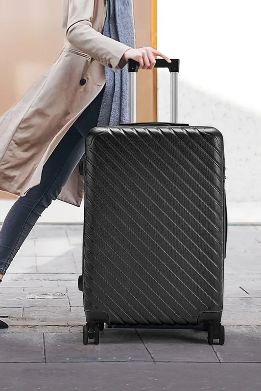 Living and Home Lightweight Hardside Travel Suitcase with Spinner Wheels, 28" Black - Black