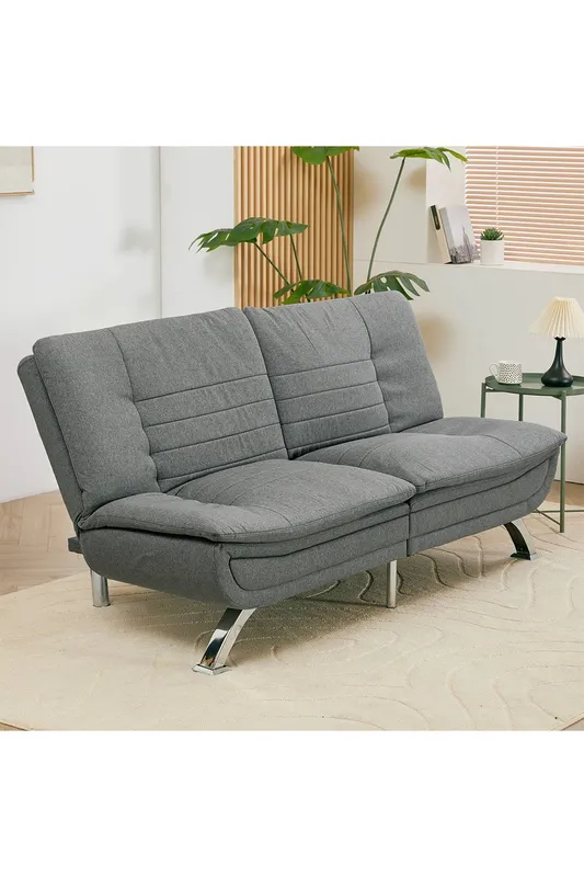 Living and Home Linen Grey Sofa Bed - Grey