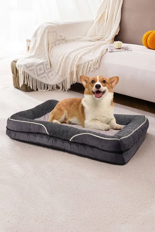 Living and Home M-Size Dark Grey Anti-Slip Pet Sleeping Bed，Washable, Portable, Soft and Warm Dark Grey female