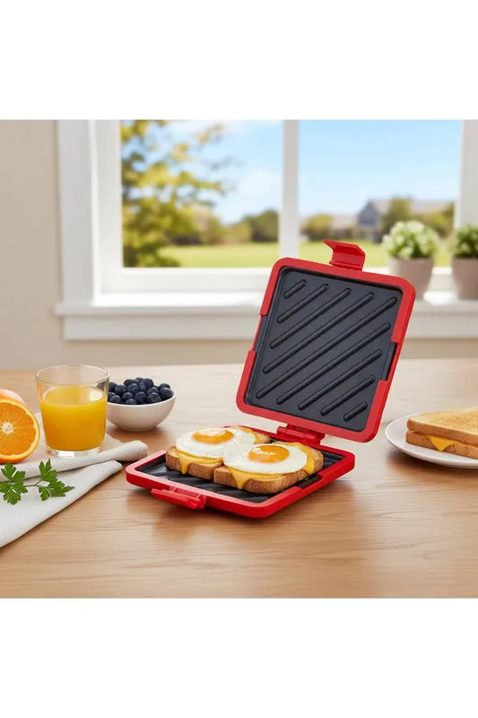 Living and Home Microwave Silicone Toastie Sandwich Maker in Red - Red