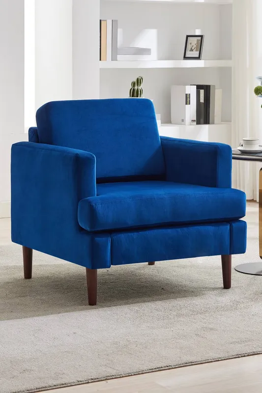 Living and Home Unisex Mid-Century Single Sofa Armchair in Blue Blue One Size female