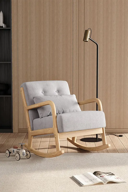 Living and Home Modern Buttoned Rocking Chair in Grey Grey
