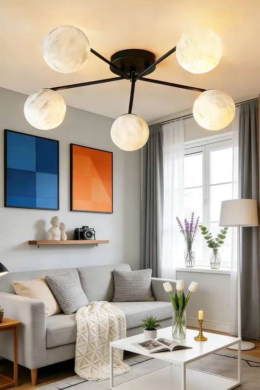 Living and Home Modern Ceiling Light in Black - Black