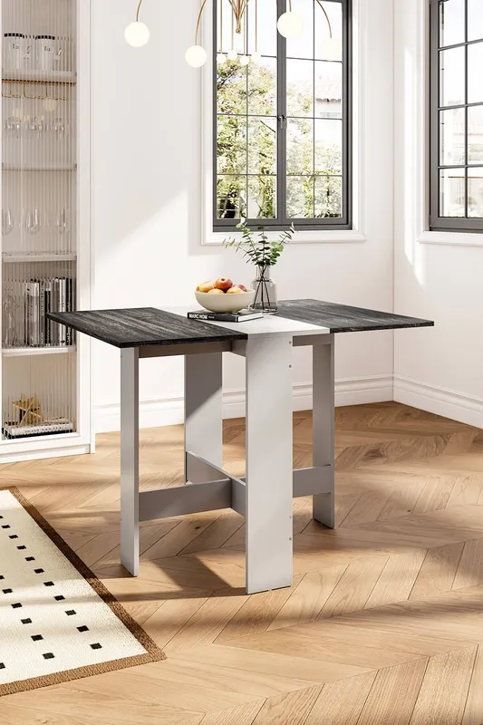 Living and Home Modern Drop Leaf Dining Table in Grey - Grey