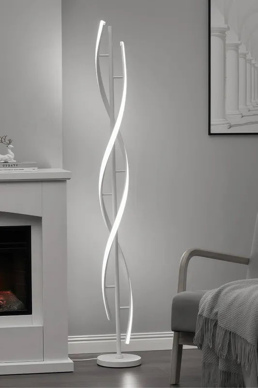 Living and Home Modern LED Floor Lamp in White White