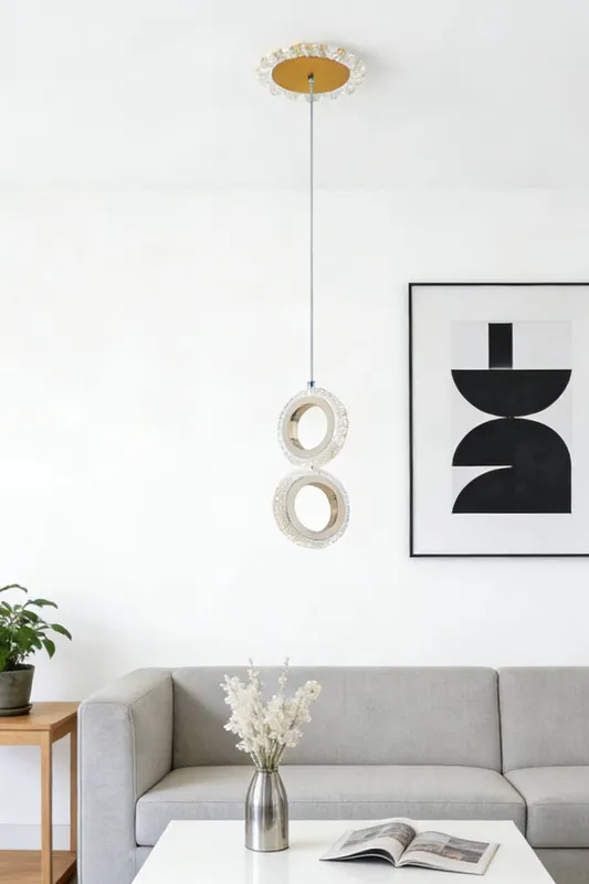Living and Home Modern LED Pendant Light Chandelier in Gold - Gold