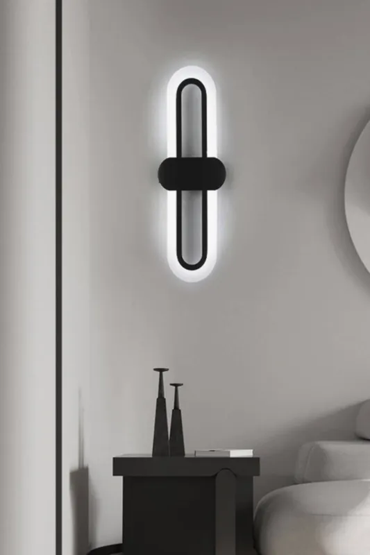 Living and Home Modern Minimalistic Oval LED Wall Light in Black - Black - Size: One Size