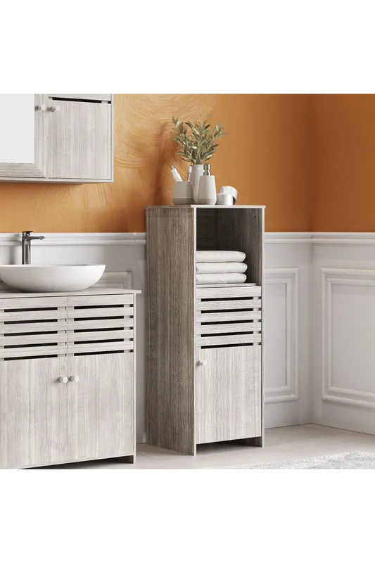 Living and Home Modern Wooden Freestanding Bathroom Cabinet in Grey Grey