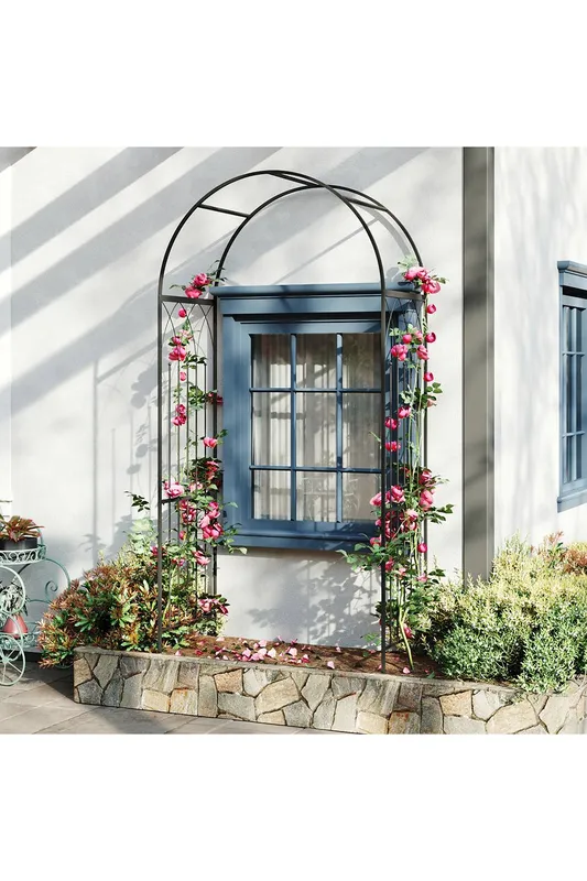 Living and Home Unisex Multifunctional Iron Garden Arch in Black Black female