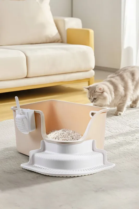 Living and Home Open Top Cat Litter Box in Beige - Beige