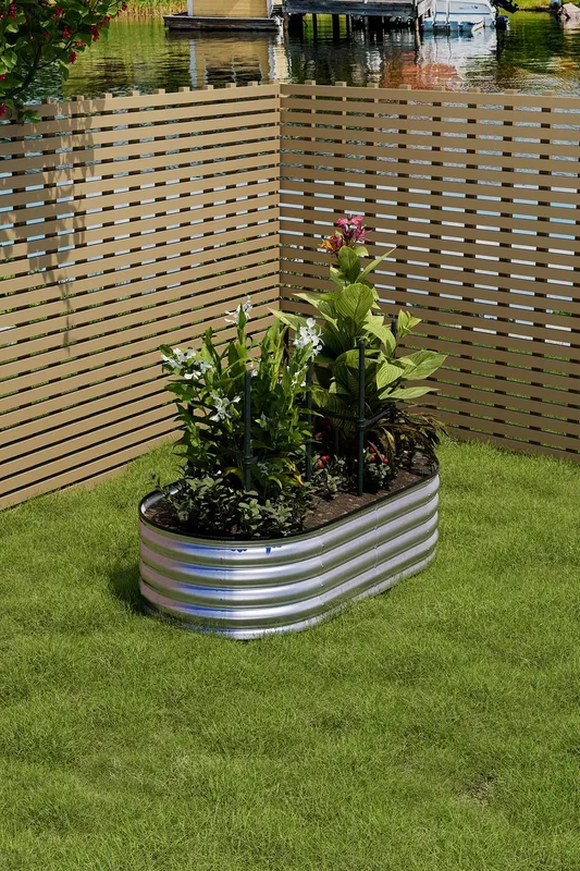 Living and Home Outdoor Galvanized Steel Raised Garden Bed in Silver Size: Large - Silver