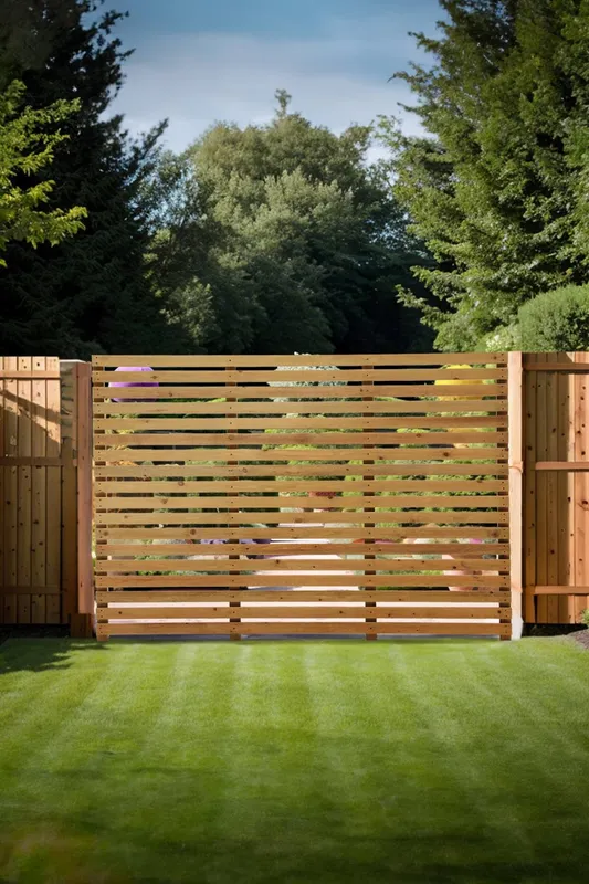Living and Home Outdoor Garden Wood Fence in Natural Size: Large - Natural - Size: L