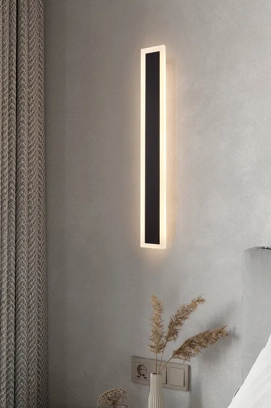 Living and Home Outdoor IP65 Waterproof Long Wall LED Light with Cord in Black Black