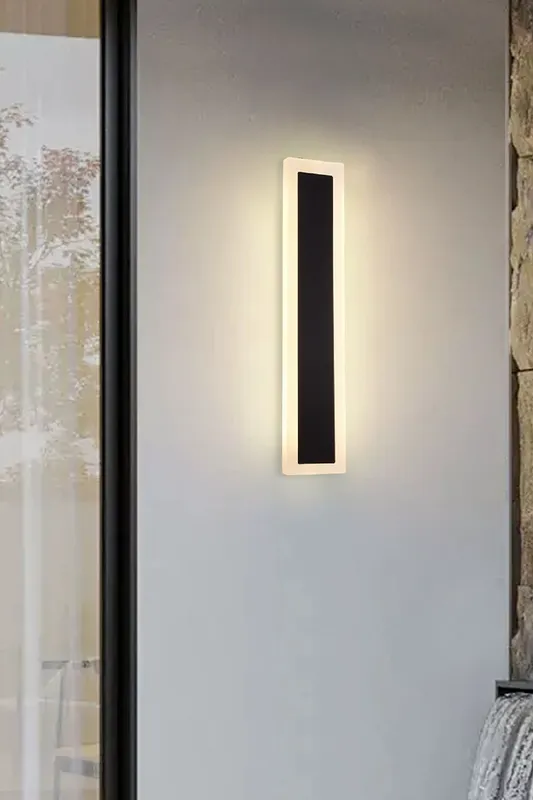 Living and Home Outdoor Long LED Wall Light with Cord in Black Black